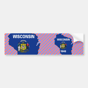Autocollant De Voiture Carte de drapeau du Wisconsin
