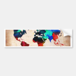 Autocollant De Voiture Carte de Vieux Monde d'aquarelle mignonne