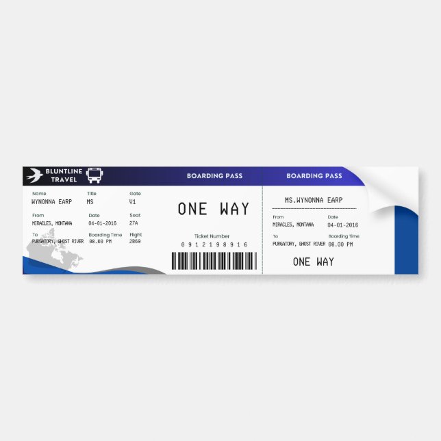 Autocollant De Voiture Carte d'embarquement pour ligne téléphonique (S1E1 (Devant)