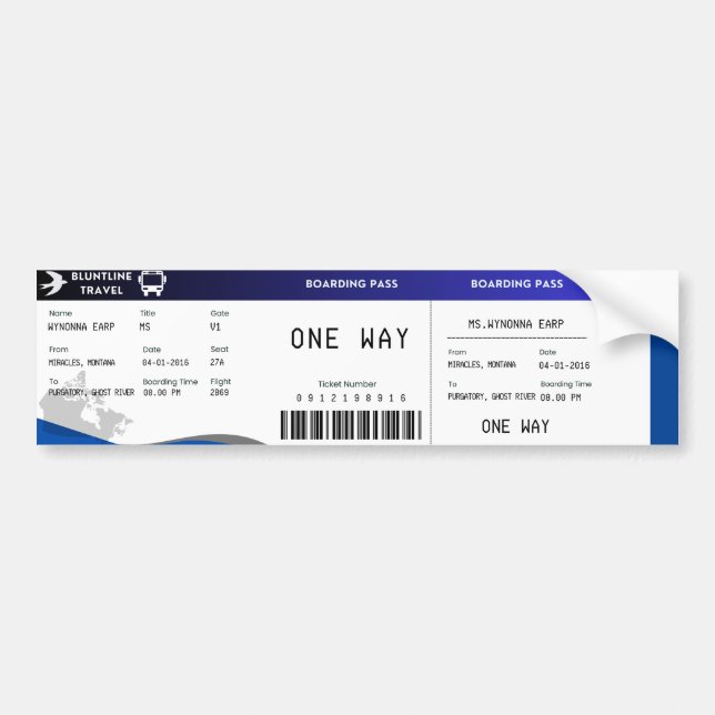 Autocollant De Voiture Carte d'embarquement pour ligne téléphonique (S1E1 (Devant)