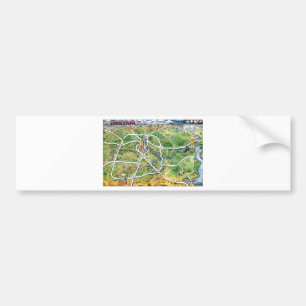 Autocollant De Voiture Carte du dessin animé de Houston au Texas