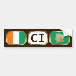 Autocollant De Voiture Carte du drapeau de la Côte d'Ivoire Sticker pare-