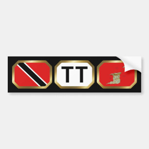 Autocollant De Voiture Carte du drapeau de Trinité-et-Tobago Code Bumper