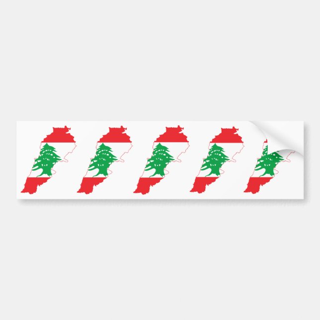 Autocollant De Voiture Carte du drapeau du Liban CINQ (Devant)