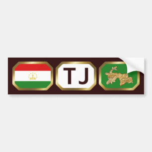 Autocollant De Voiture Carte du drapeau du Tadjikistan - Sticker
