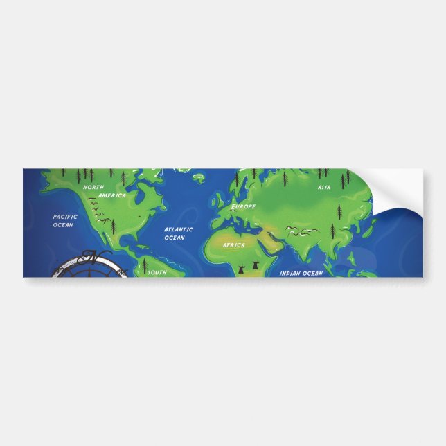 Autocollant De Voiture Carte du monde (Devant)
