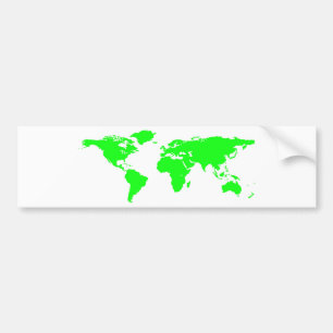 Autocollant De Voiture Carte du monde blanc vert