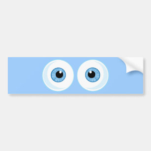 AUTOCOLLANT DE VOITURE CARTOON BLEUE YES EYEBALLS GRAPHIQUE AMUSANT