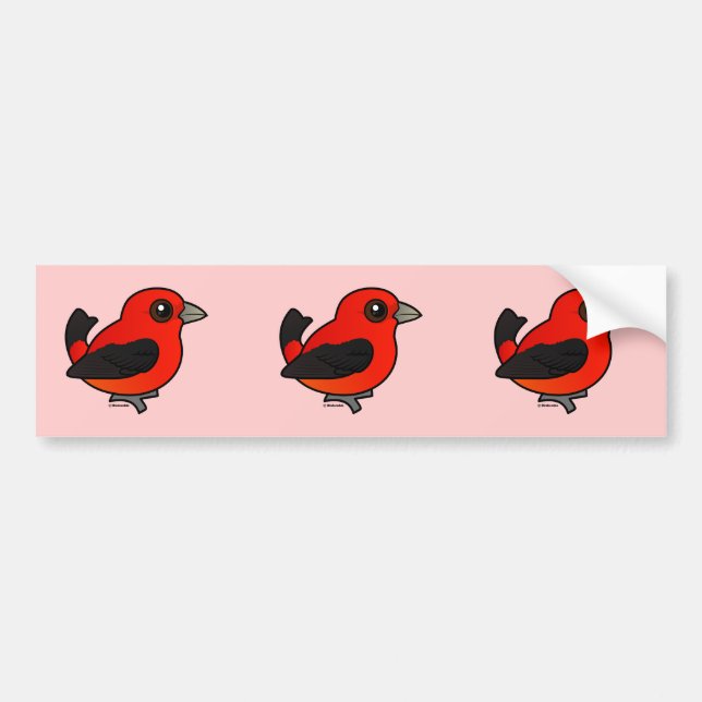 Autocollant De Voiture Cartoon Scarlet Tanager (Devant)