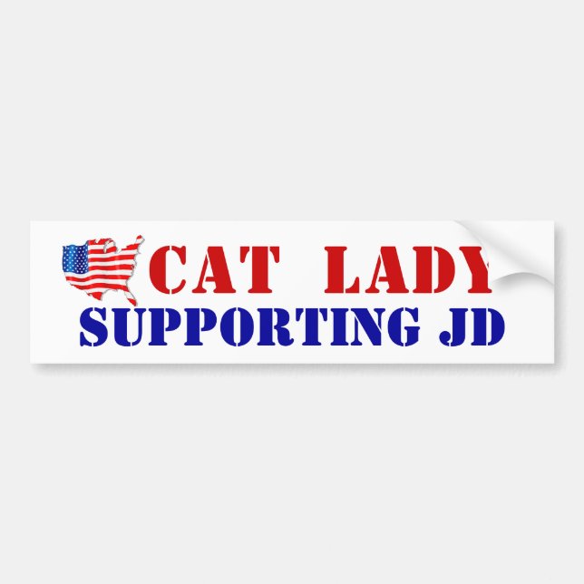 Autocollant De Voiture CAT LADY SOUTIENT JD VANCE USA ! Drapeau (Devant)