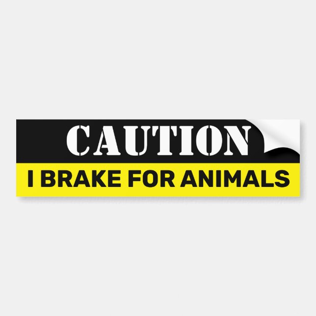 Autocollant De Voiture Caution I brake for animals Vegan (Devant)