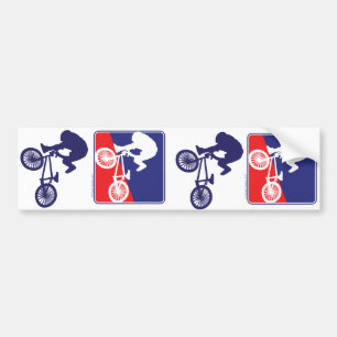 Autocollant De Voiture Cavalier de BMX - blanc et bleu rouges