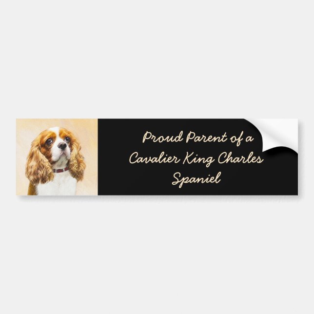 Autocollant De Voiture Cavalier King Charles Spaniel Peinture originale (Devant)
