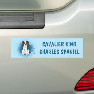 Autocollant De Voiture Cavalier King Charles Spaniel tricolore sur fond b