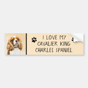 Autocollant De Voiture Cavalier Le Roi Charles Spaniel Peinture originale