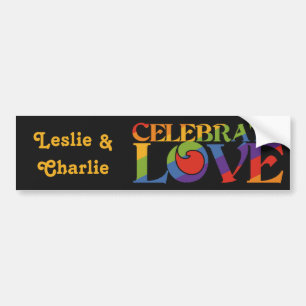 Autocollant De Voiture Célébrer l'amour noms personnalisés bumpersticker