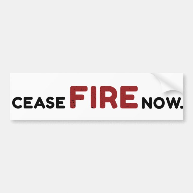 Autocollant De Voiture cesser le feu maintenant blanc (Devant)