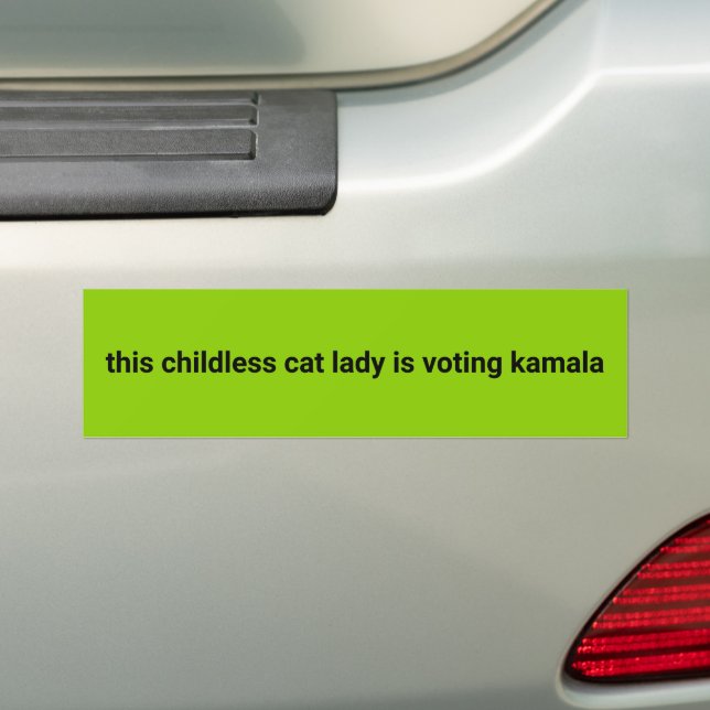 Autocollant De Voiture Cette dame de chat sans enfant vote kamala vert (En voiture)