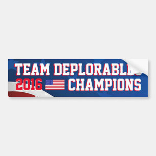 AUTOCOLLANT DE VOITURE CHAMPIONS DE L'ÉQUIPE DEPLORABLES 2016 ETATS-UNIS