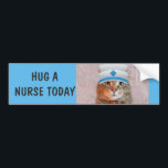 Autocollant De Voiture Chat d'infirmière amusant<br><div class="desc">Un joli autocollant de pare-chocs pour chats avec Rupie dans son casquette infirmier. Le texte est personnalisable. Un petit cadeau pour une infirmière diplômée,  une semaine nationale d'infirmières ou quand vous voulez vous souvenir de votre infirmière préférée. Une partie de la collection Nurse Rupie. Photo et design ©Christine Greenspan.</div>