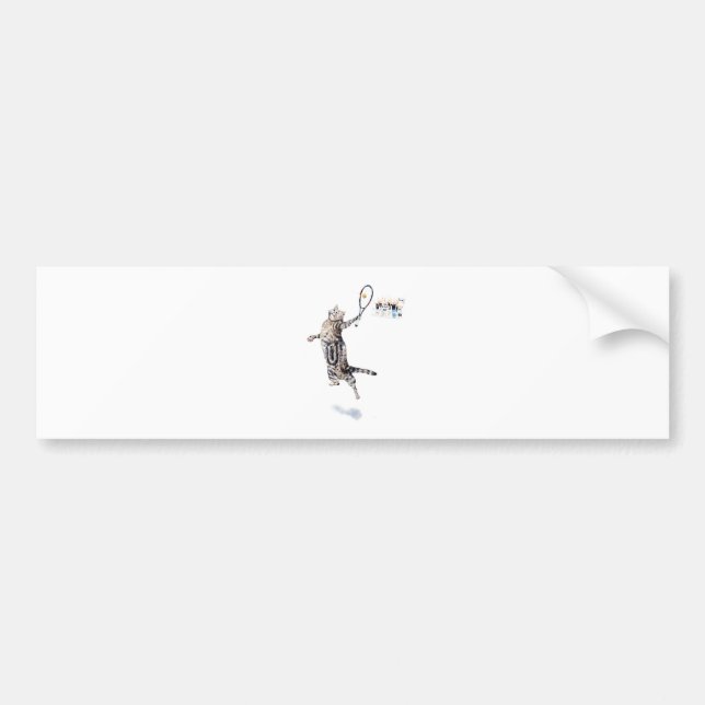 Autocollant De Voiture Chat Jouant Au Tennis (Devant)