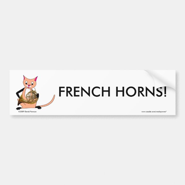 Autocollant De Voiture Chat jouant le cor de harmonie (Devant)