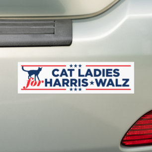 Autocollant De Voiture Chat Ladies for Harris Walz 2024