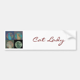 Autocollant De Voiture Chat Lady Multi Chats assis Thunder_Cove