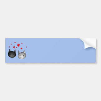 Autocollant De Voiture Chats noirs et gris mignons, avec des coeurs