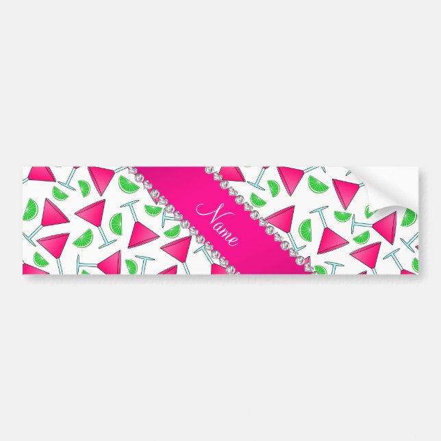 Autocollant De Voiture Chaux roses blanches nommées faites sur commande (Devant)