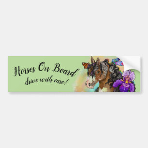 Autocollant De Voiture Cheval à peinture avec fleurs, Remorque à cheval