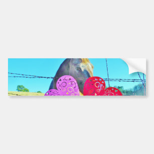 Autocollant De Voiture Cheval blanc et Brown Valentine Coeurs