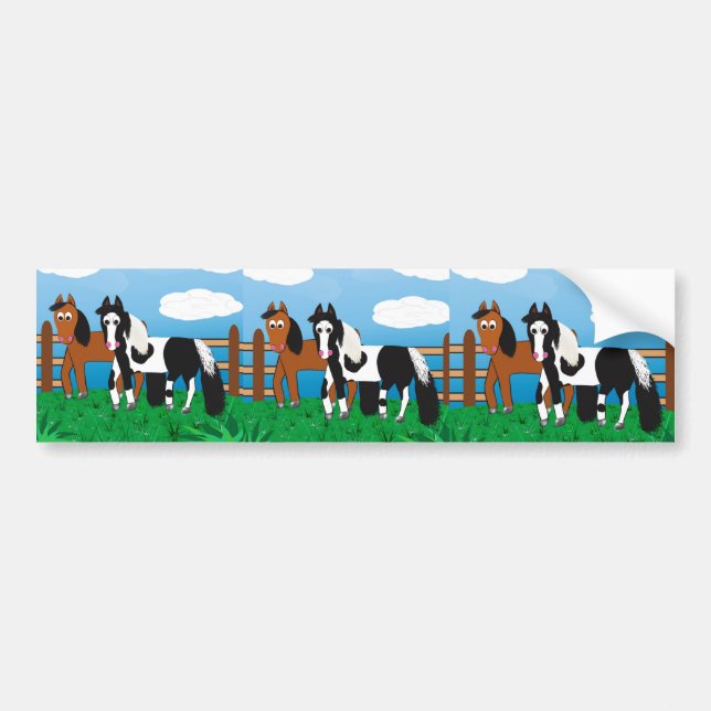 Autocollant De Voiture Cheval de bande dessinée (Devant)