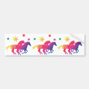 Autocollant De Voiture Chevaux arc-en-ciel