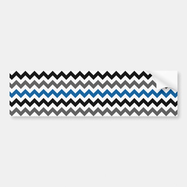 Autocollant De Voiture Chevron Pattern Background Blue Gray Black White (Devant)