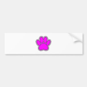 Autocollant De Voiture Chien Paw En Rose Avec Des Contours