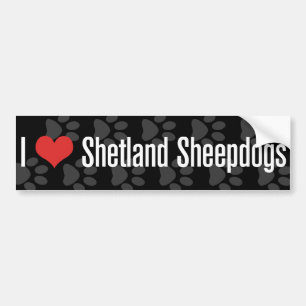 Autocollant De Voiture Chiens de berger d'I (coeur) Shetland