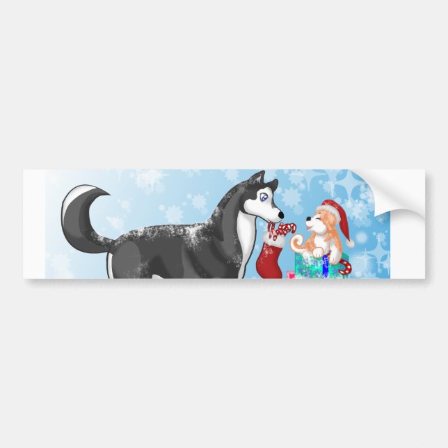 Autocollant De Voiture Chiens de Noël ! (Devant)