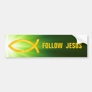 Autocollant De Voiture Christian Fish   Follow Jesus