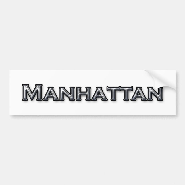 Autocollant De Voiture Chrome Finish Manhattan NY Text Logo (Devant)