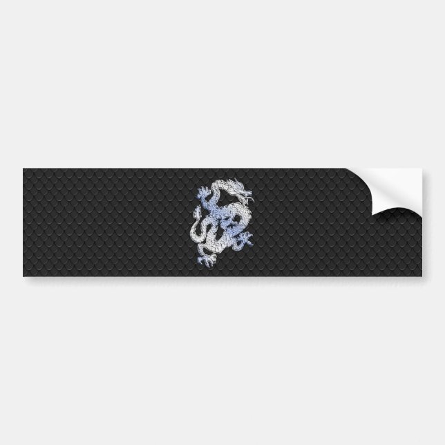 Autocollant De Voiture Chrome Style Dragon in Black Snake Skin Print (Devant)