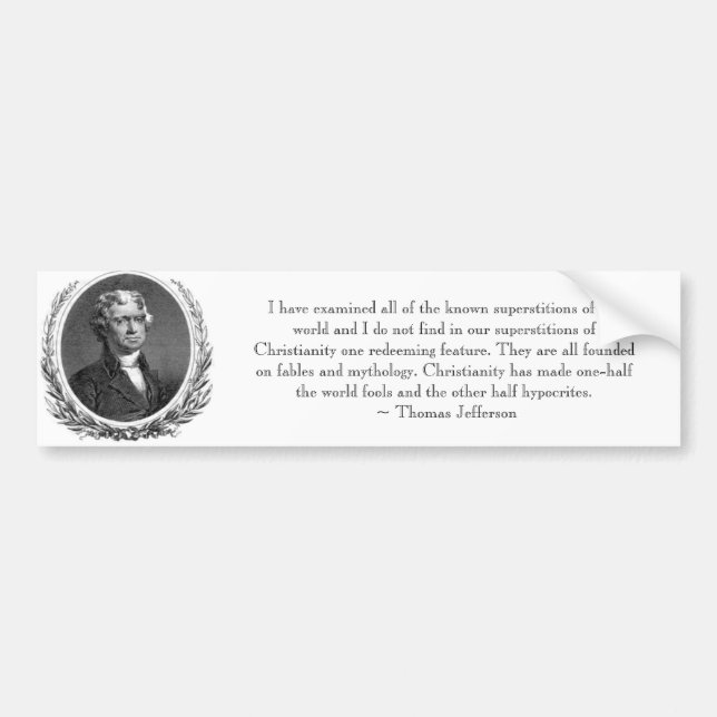 Autocollant De Voiture Citation Bumpersticker de Thomas Jefferson (Devant)
