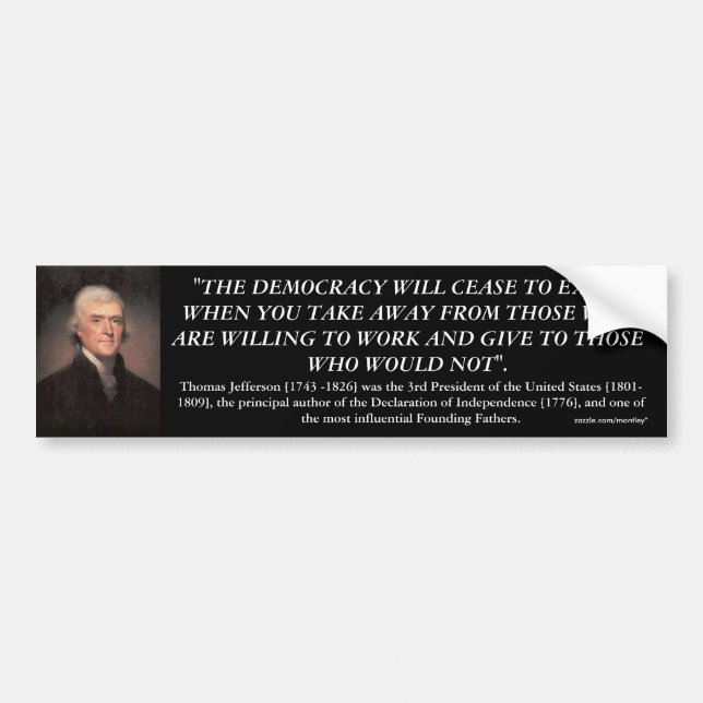 AUTOCOLLANT DE VOITURE CITATION DE THOMAS JEFFERSON (Devant)