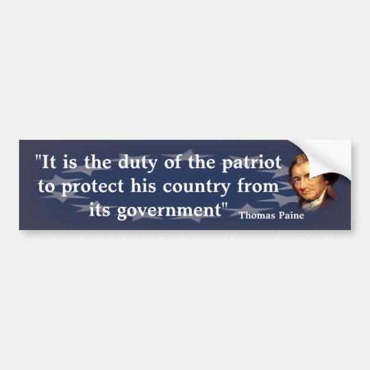 Autocollant De Voiture Citation De Thomas Paine Sur Le Devoir Du Patriote Zazzle Fr