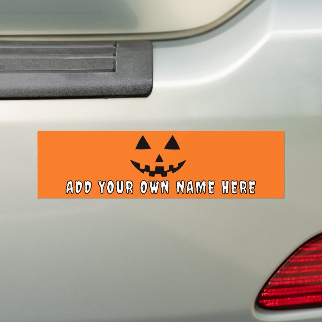 Autocollant De Voiture Citrouille orange personnalisé Halloween Votre Nom (En voiture)