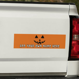 Autocollant De Voiture Citrouille orange personnalisée Halloween Votre no
