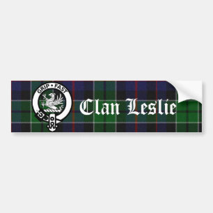 Autocollant De Voiture Clan Leslie Tartan & Crest Bumper Sticker