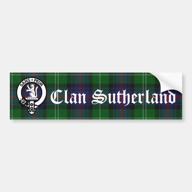 Autocollant De Voiture Clan Sutherland Crest Badge et Tartan (Devant)
