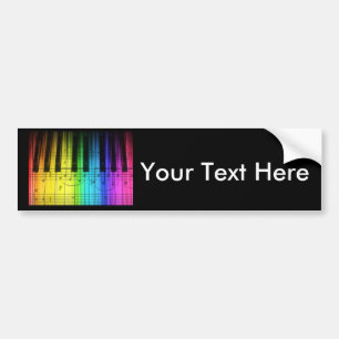 Autocollant De Voiture Clavier et notes de piano d'arc-en-ciel