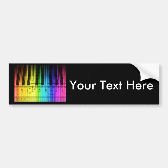 Autocollant De Voiture Clavier et notes de piano d'arc-en-ciel (Devant)